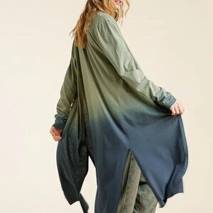 B47 Umgee Ombre Lightweight Open Front Long Cardigan Green Blue NEW
